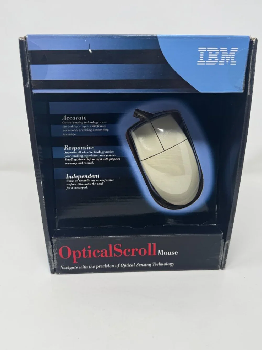 Vintage IBM Optical Scroll Mouse USB PS/2 Adapter NOS Open Box